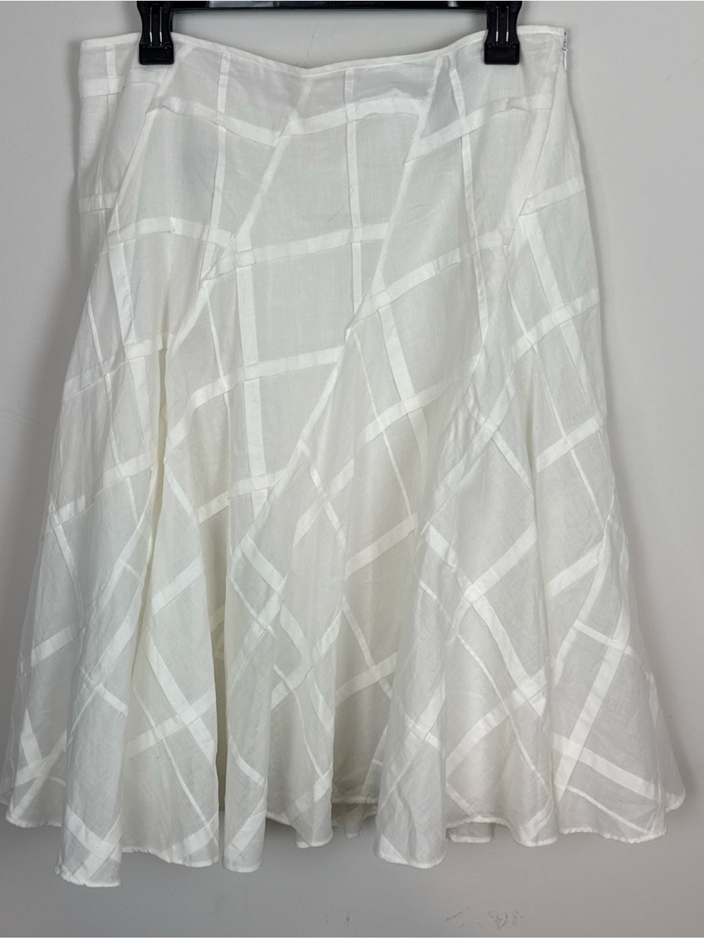 Polo Ralph Lauren Patchwork White Lined Midi Skirt 100% Cotton Size 10